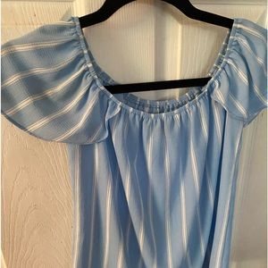 Off shoulder blue/white top size M